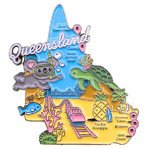 QLD Map Enamel Magnet