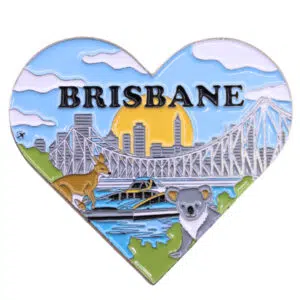 Brisbane Heart Enamel Magnets
