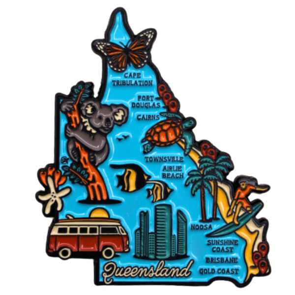 53388 Front of Tropical QLD Map Enamel Magnet