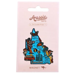 53388 In Packaging Tropical QLD Map Enamel Magnet