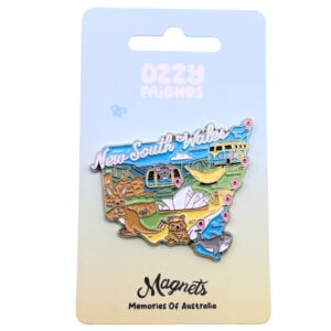 53425 In Packaging NSW Map Enamel Magnet