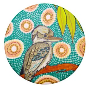 Aboriginal Kookaburra Ceramic Coaster