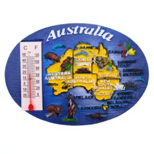 Australia Map with Thermometer Resin Magnet