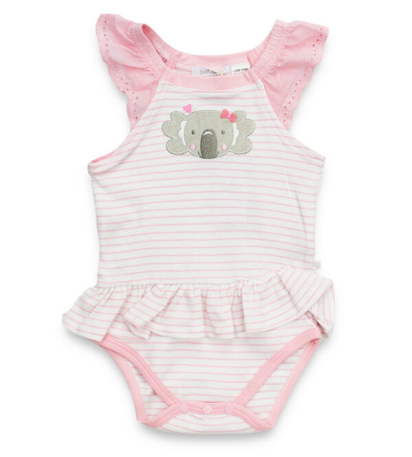 Koala Love Pink Stripe Baby Romper