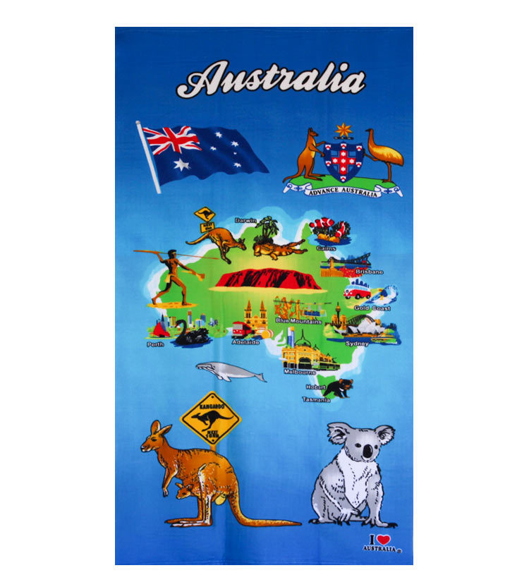 Australian Map Icons Towel