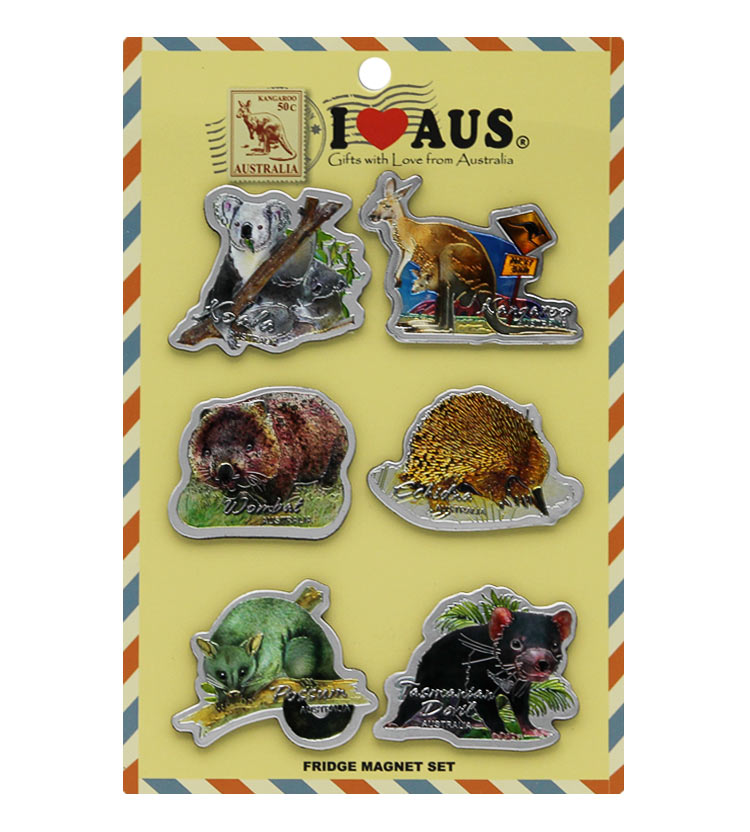 6 Australia Animal Souvenir Coasters 6 Different Australian Animals Gift Box 