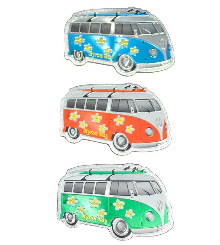 Set of 3 Free postage in Oz. Crafted in Australia VW Kombi fridge magnets 