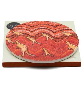 Kangaroo Sunset Ceramic Trivet