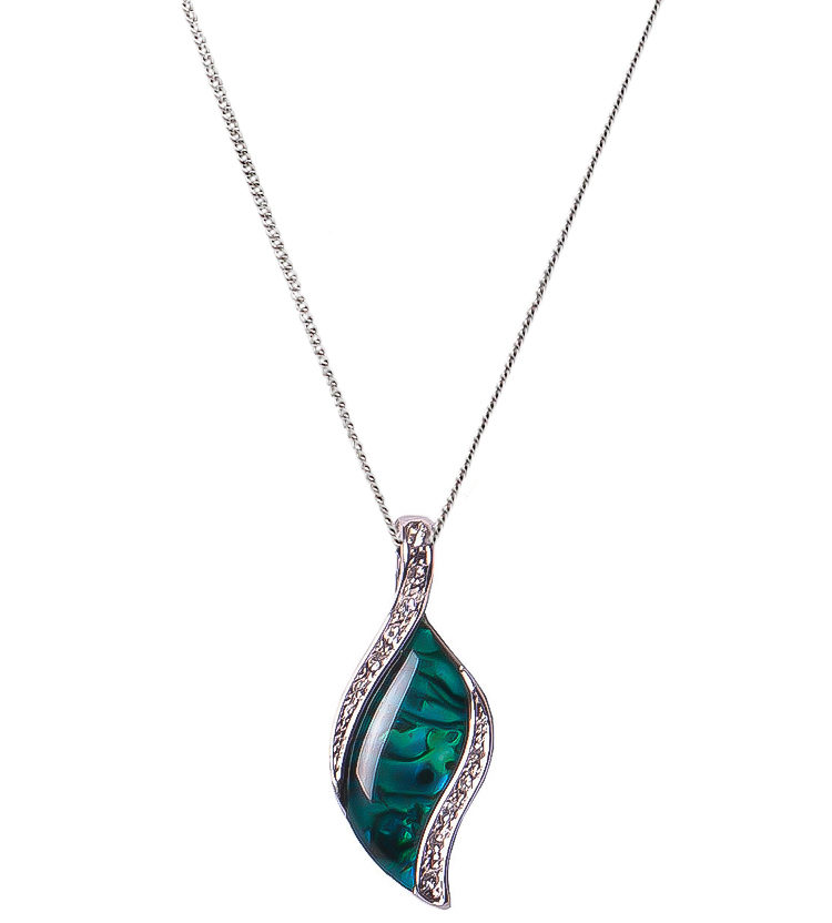 Paua Shell Crystal Leaf Necklace