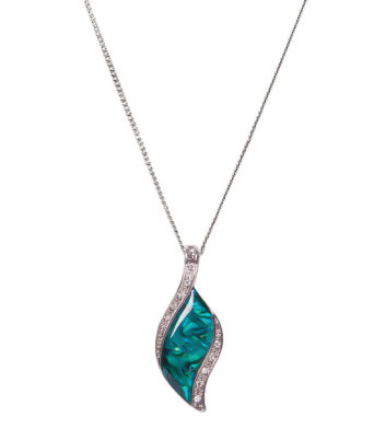 Paua Shell Crystal Sided Leaf Necklace