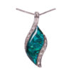 Paua Shell Crystal Sided Leaf Necklace