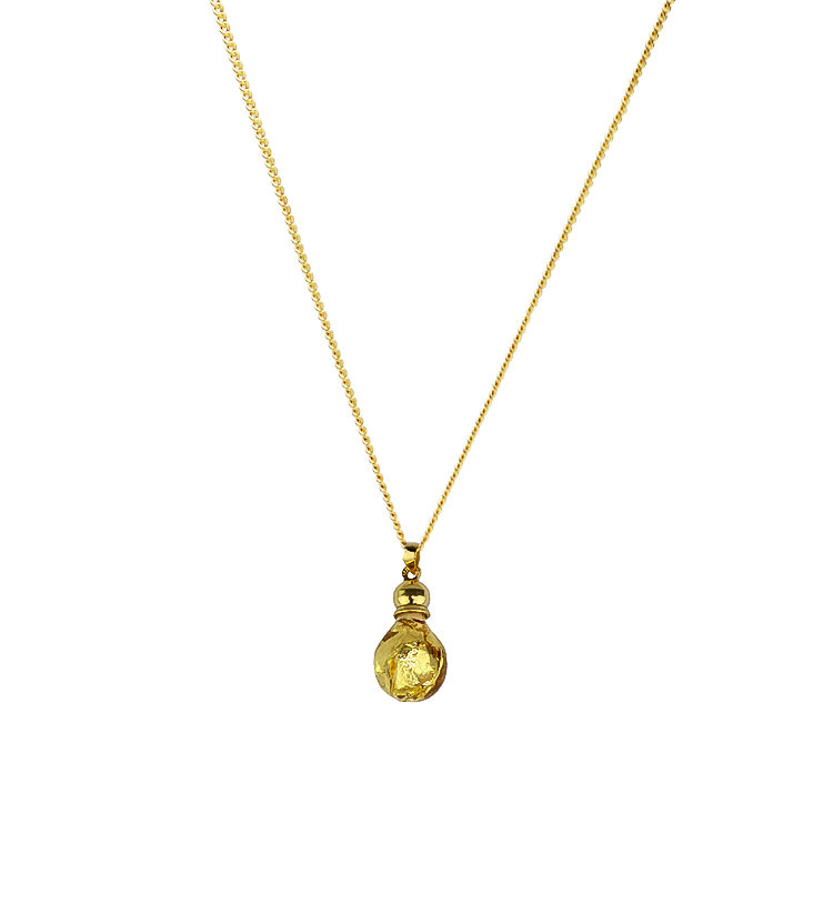Bulb shaped gold pendant necklace