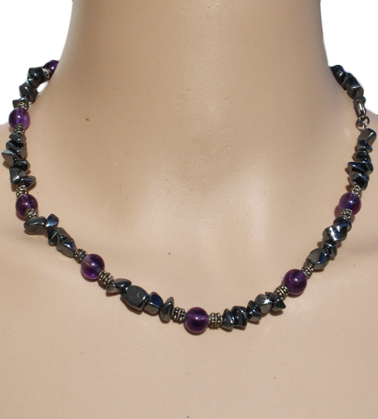 Iron Ore & Amethyst Necklace